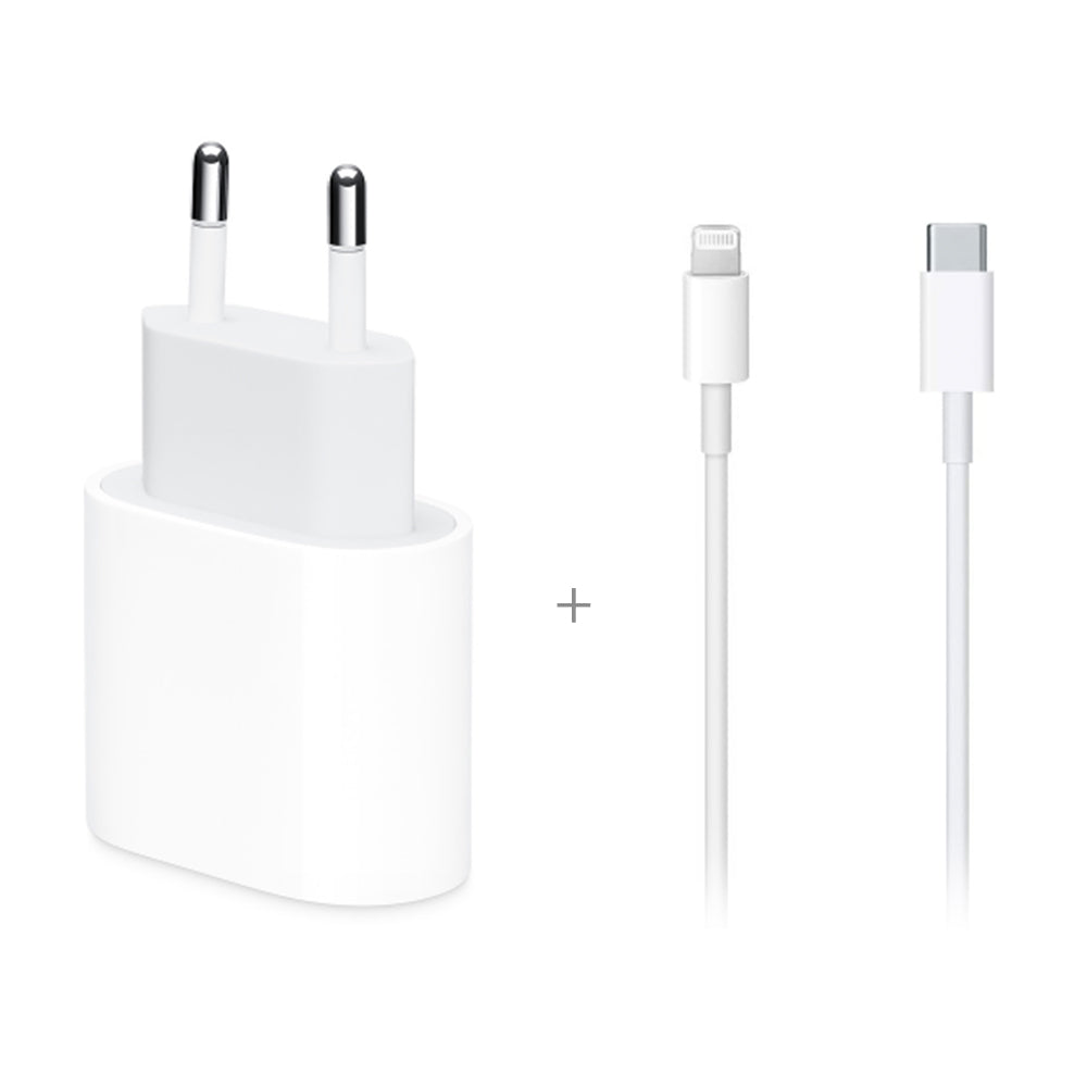 Chargeur Apple 20W USB-C MHJE3ZM/A + Câble USB-C/Lightning 1m